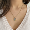 Silver Multi Color Gemstone Initial Necklace A