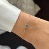 Gold Emerald Cut Garnet Paperclip Bracelet