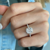 2 Ct Emerald Moissanite & .44 Ctw Diamond Pavé Halo Engagement Ring