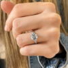 2 Ct Emerald Lab Diamond & 0.18 Ctw Diamond Trio Cluster Engagement Ring