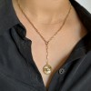 Two Tone Gold Star Medallion Paperclip Lariat Necklace