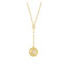 Two Tone Gold Star Medallion Paperclip Lariat Necklace
