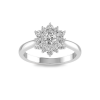 .67 Ctw Round Diamond Sunburst Halo Engagement Ring