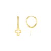 Gold Cross Dangle Hoop Earrings