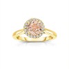 .61 Ct Round Morganite & .14 Ctw Diamond Halo Engagement Ring