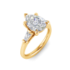 3.10 Ctw Pear CZ & Tapered Baguette Engagement Ring