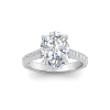 3 Ct Oval Moissanite & 0.25 Ctw Diamond Hidden Halo Timeless Pavé Engagement Ring