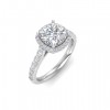 2.5 Ct Cushion Moissanite & .41 Ctw Diamond Pavé Halo Engagement Ring