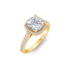 2 Ct Cushion Lab Diamond & .41 Ctw Diamond Pavé Halo Engagement Ring