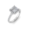 3 Ct Princess Moissanite & .41 Ctw Diamond Pavé Halo Engagement Ring