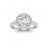 2 Ct Round Moissanite  & .43 Ctw Diamond Pavé Halo Engagement Ring