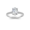 2 Ct Oval Moissanite & .28 Ctw Diamond Milgrain Bezel Hidden Halo Engagement Ring
