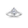 1 Ct Marquise Lab Diamond & 0.18 Ctw Diamond Trio Cluster Engagement Ring