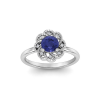 0.75 Ct Round Tanzanite & Diamond Vintage Flora Halo Engagement Ring