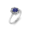0.75 Ct Round Tanzanite & Diamond Vintage Flora Halo Engagement Ring