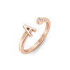 Birthstone Initial Open Ring A