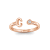 Birthstone Initial Open Ring C