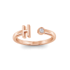Birthstone Initial Open Ring H