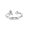 CZ & Birthstone Initial Open Ring S