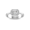 1 Ct Emerald Cut Moissanite & 0.10 Ctw Diamond Halo Engagement Ring