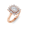 1 Ctw Radiant Diamond Sunburst Halo Engagement Ring
