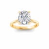 3.5 Ct Elongated Cushion Lab Diamond & .10 Ctw Diamond Secret Halo Solitaire Ring