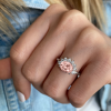 2 Ct Oval Morganite & Diamond Vintage Half Halo Engagement Ring