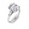 4.10 Ctw Oval CZ & Tapered Baguette Engagement Ring