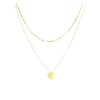 14K Gold Heart & Mirror Chain Multi-Strand Necklace