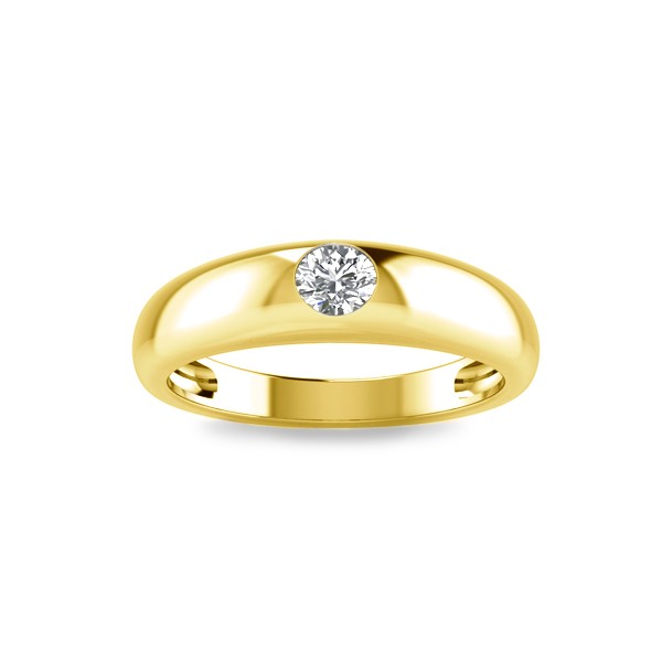 Round Stone Center Dome Ring