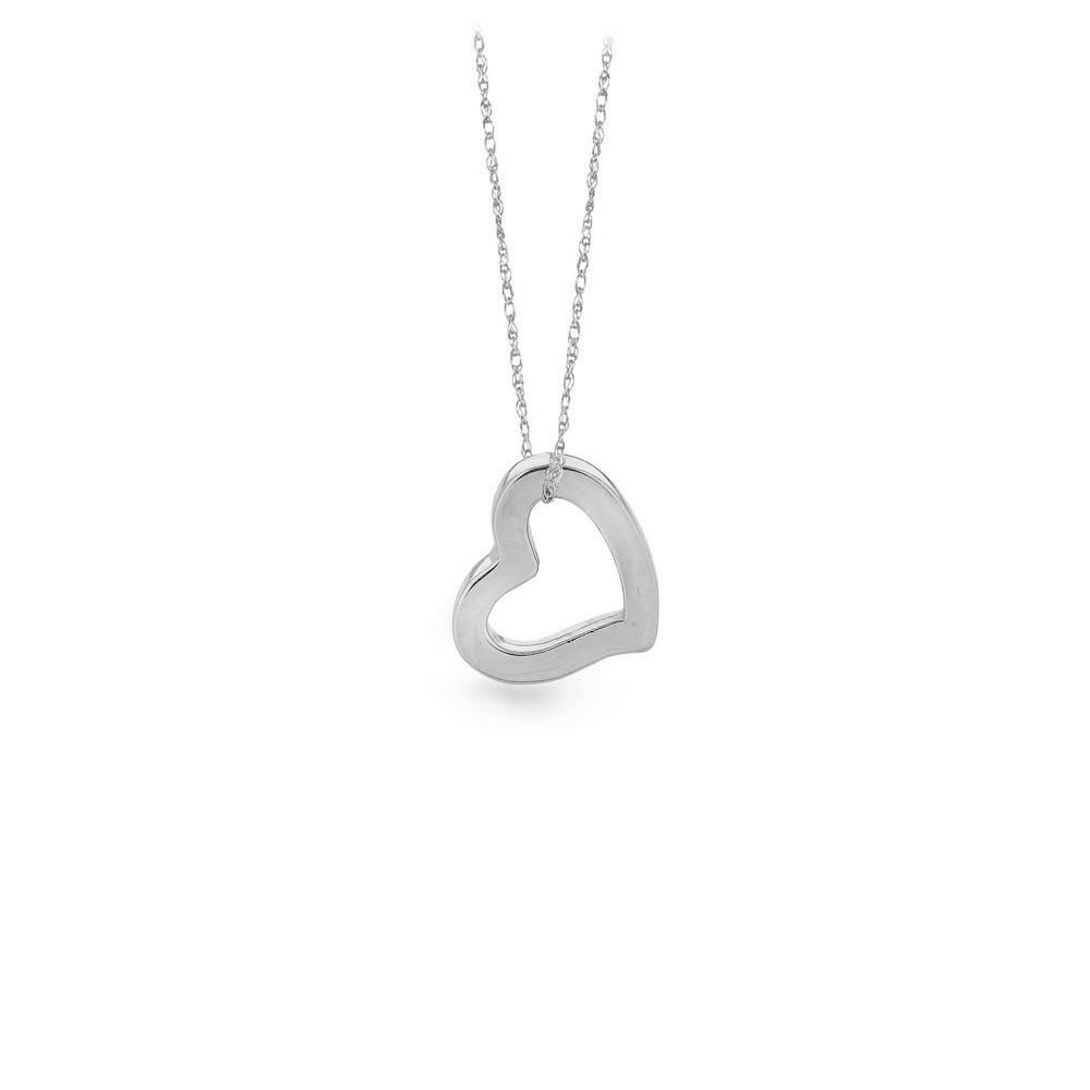 Gold Open Heart Charm Necklace