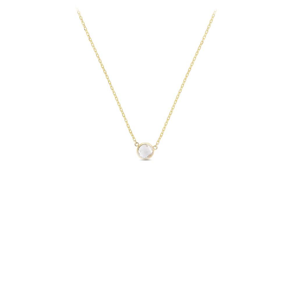 14K Gold & White Topaz Solitaire Necklace