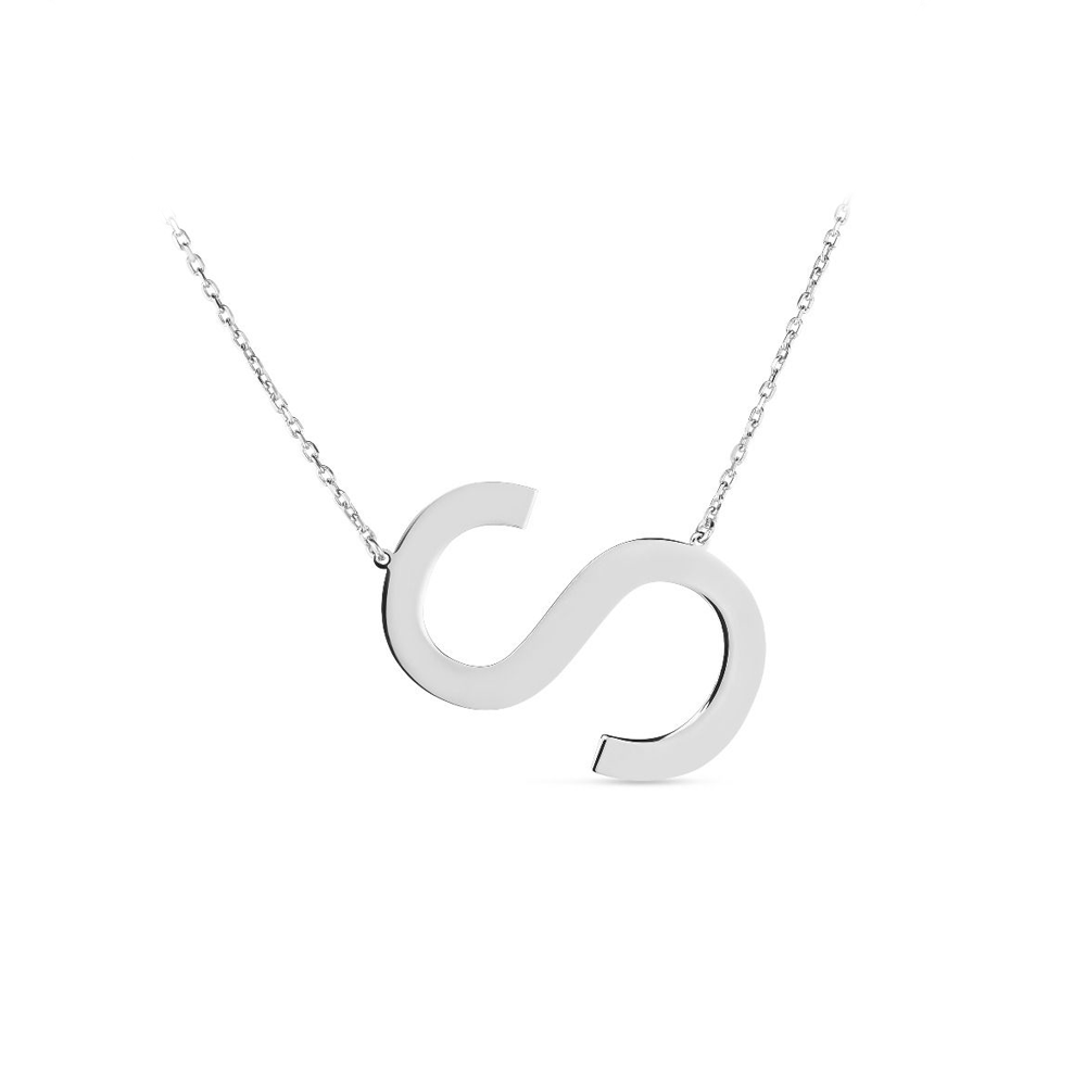 Large Silver Initial Necklace S