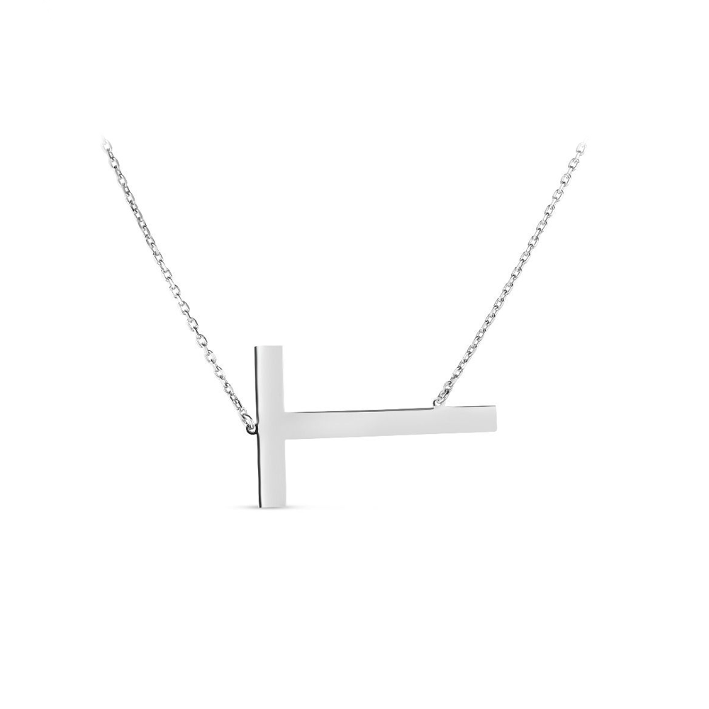 Large Silver Initial Necklace T