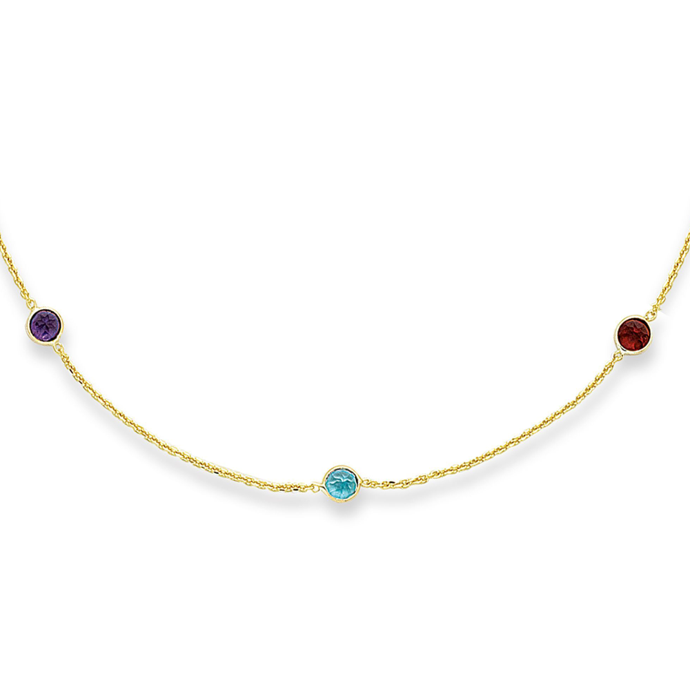 Gold Multi Color Gemstones By The Yard Necklace