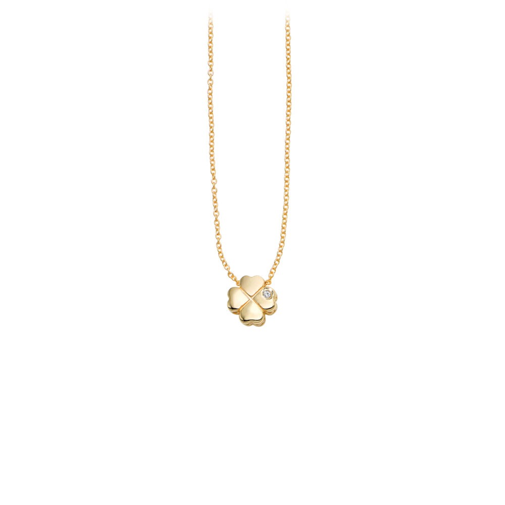 Gold & Diamond Clover Pendant Necklace