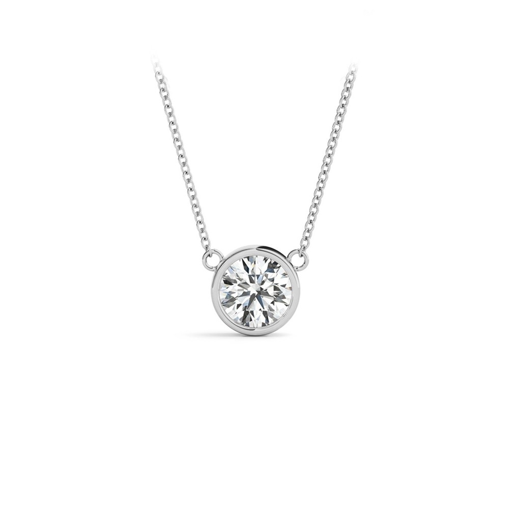 2 Ct Round Lab Diamond Bezel Pendant Necklace