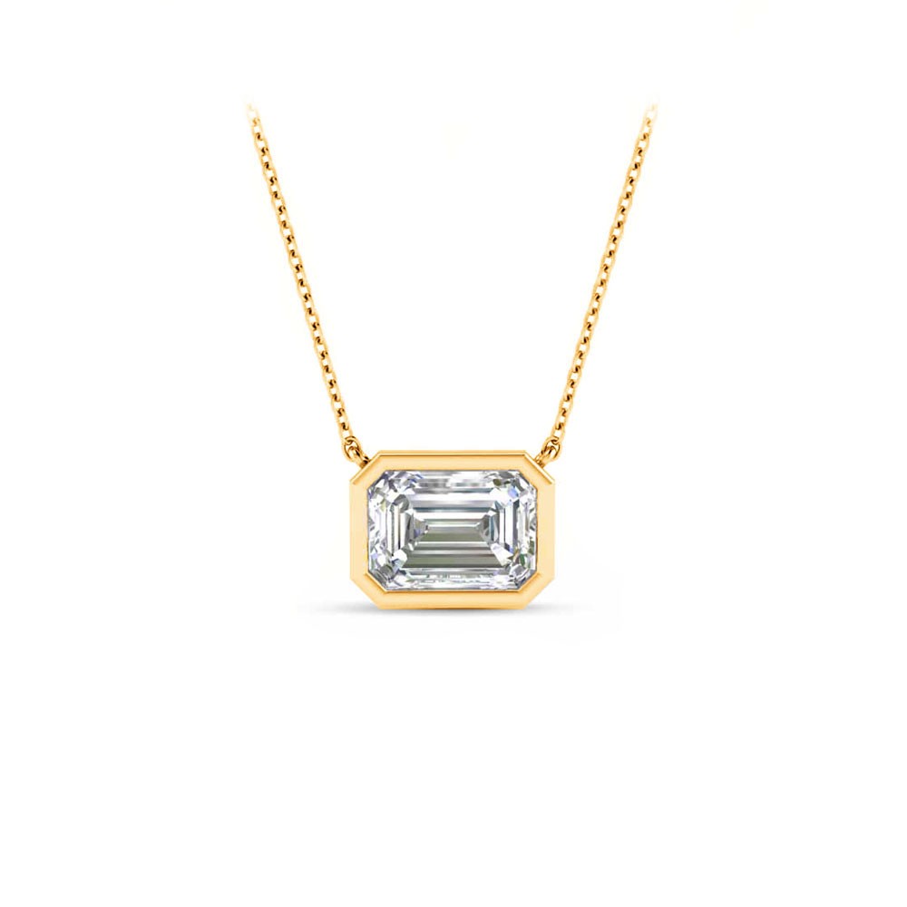 1 Ct Emerald Lab Diamond Bezel Pendant Necklace
