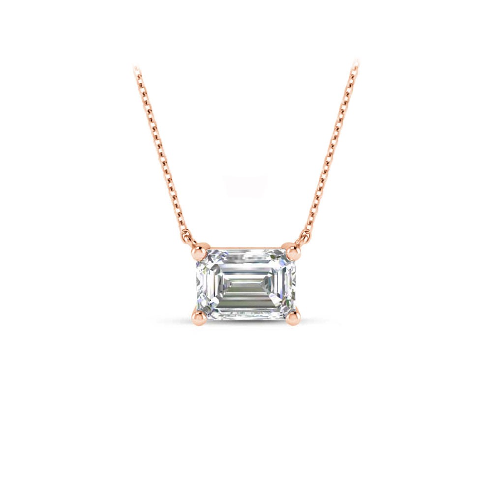 1 Ct Emerald Lab Diamond Solitaire Pendant Necklace