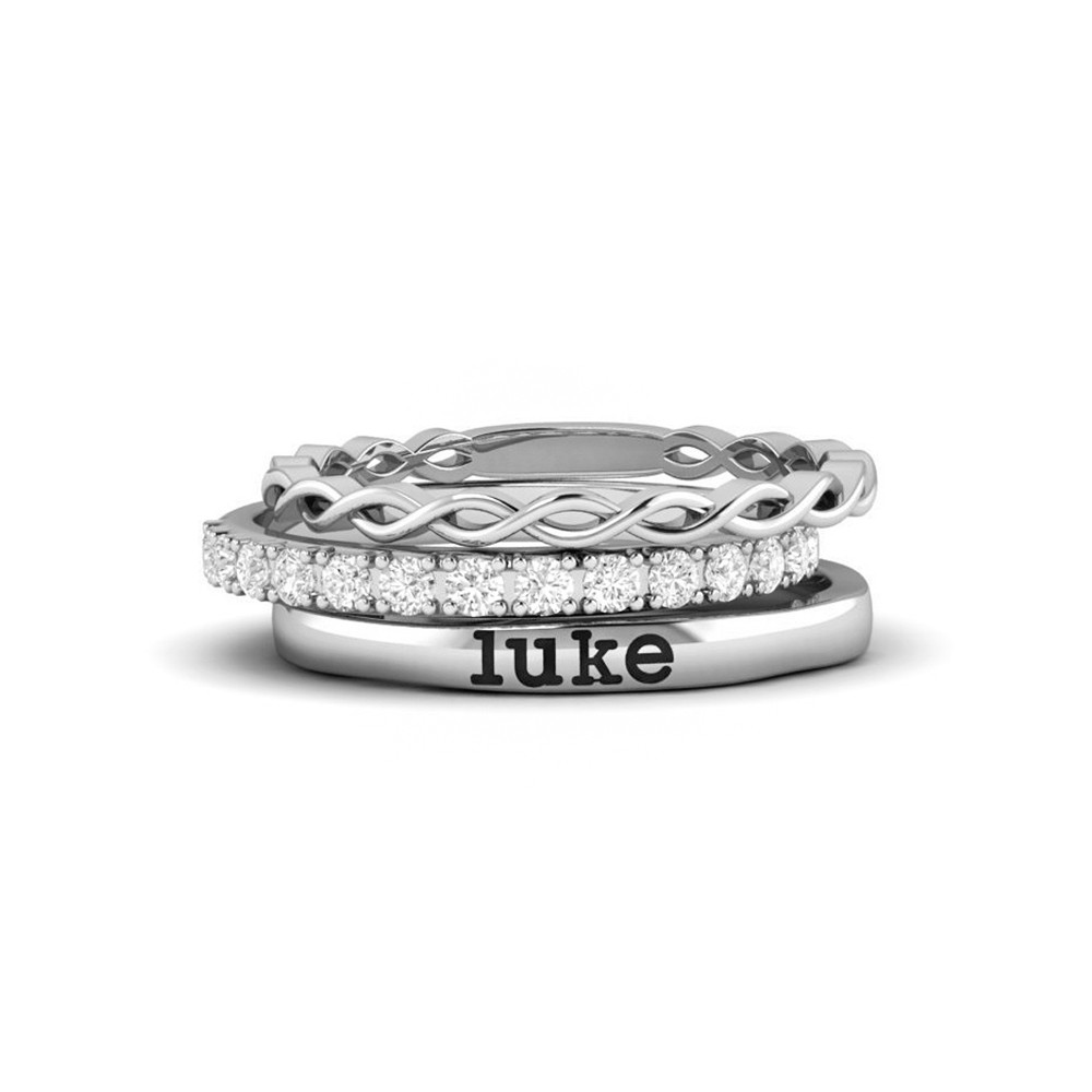 Diamond Twine Personalized Ring Stack