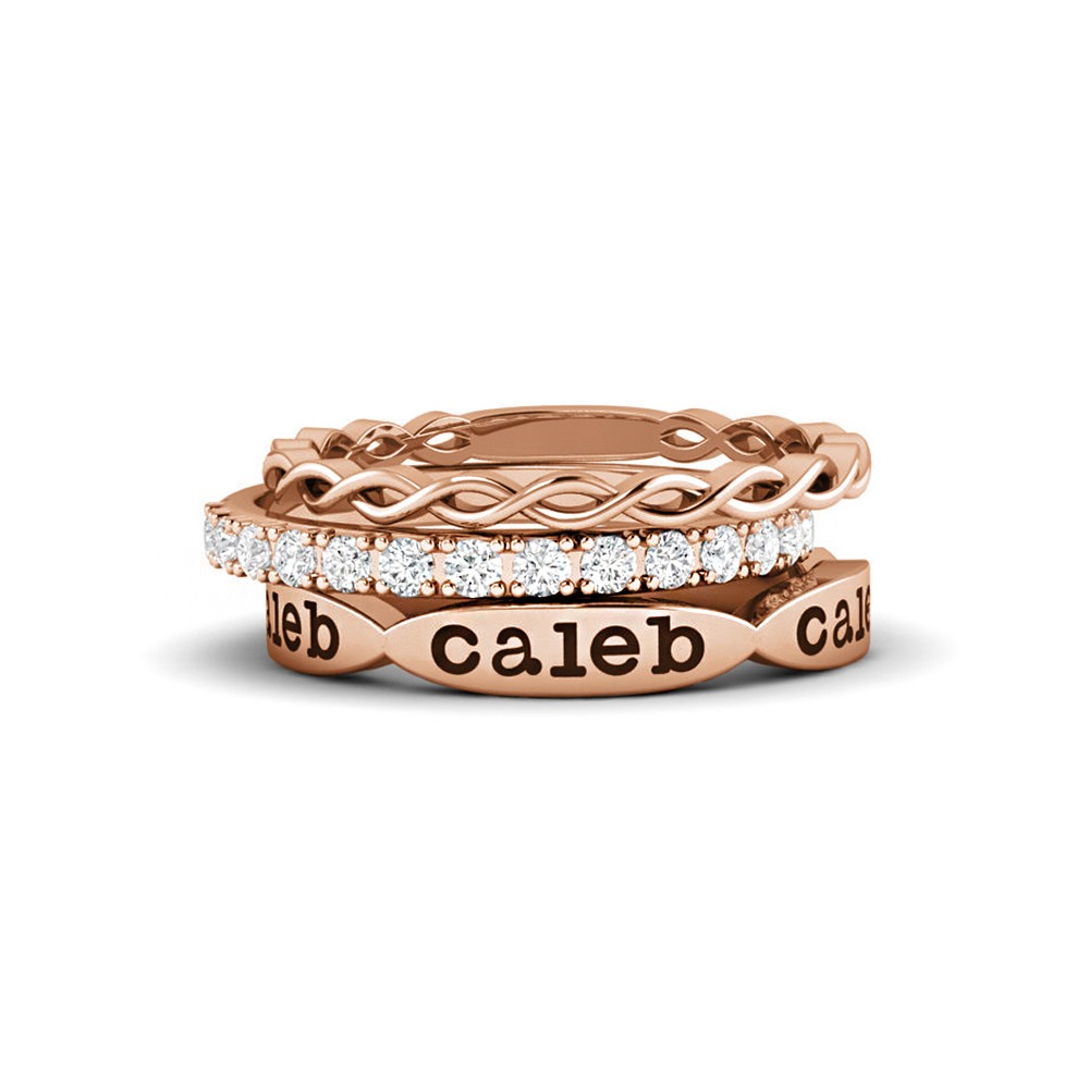 Diamond The Trio Personalized Ring Stack