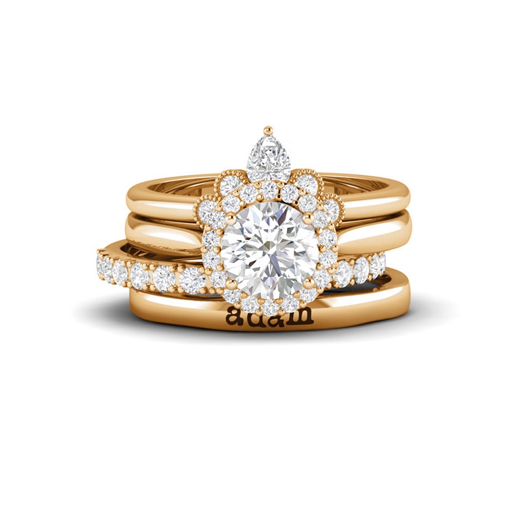 Nesting Personalized Halo Engagement Ring Stack