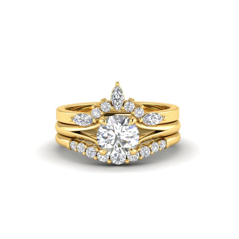 1 Ct Moissanite & Diamond Nesting Engagement Ring Stack