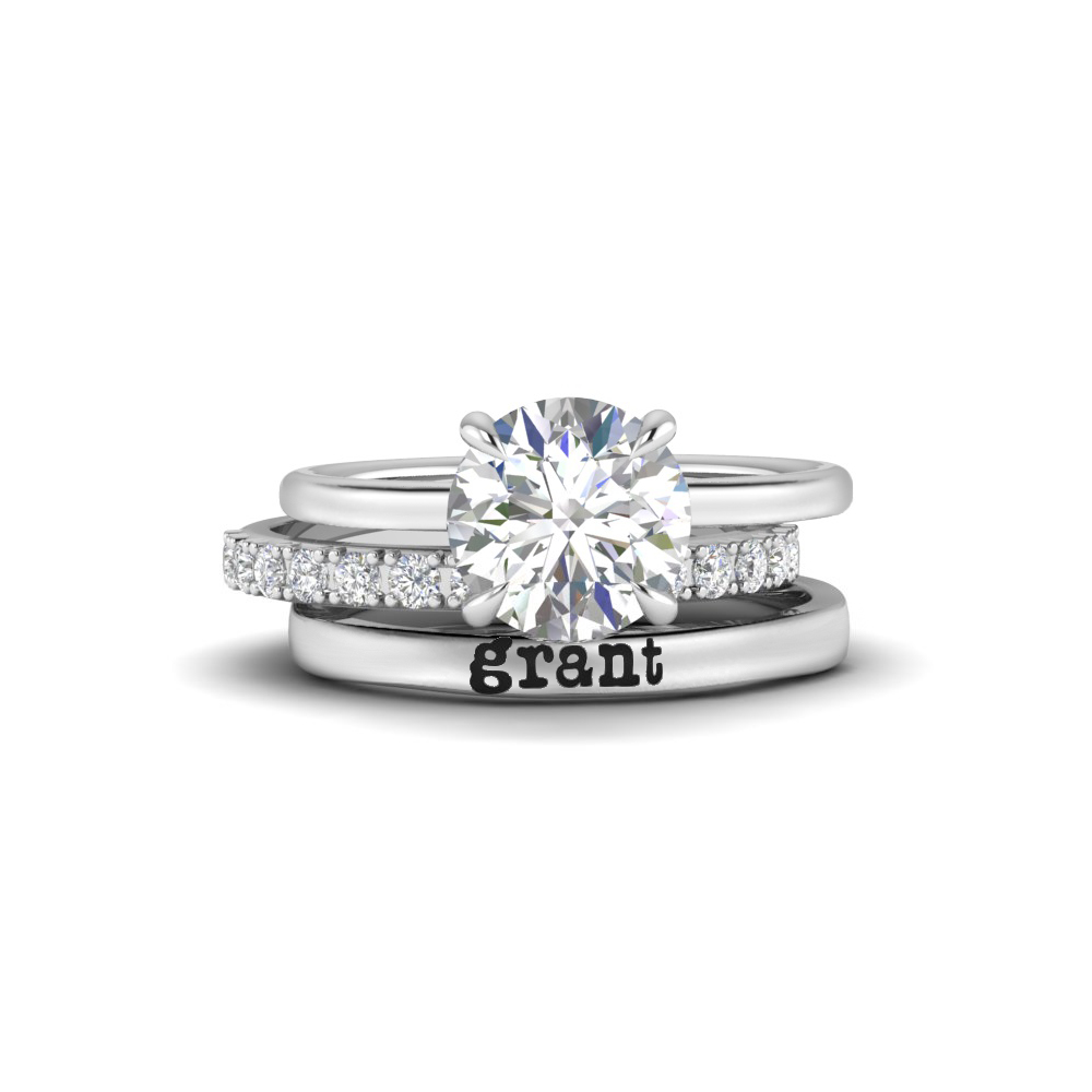 2 Ct Round Moissanite & 0.11 Ctw Diamond Secret Halo
  Personalized Engagement Ring Stack
