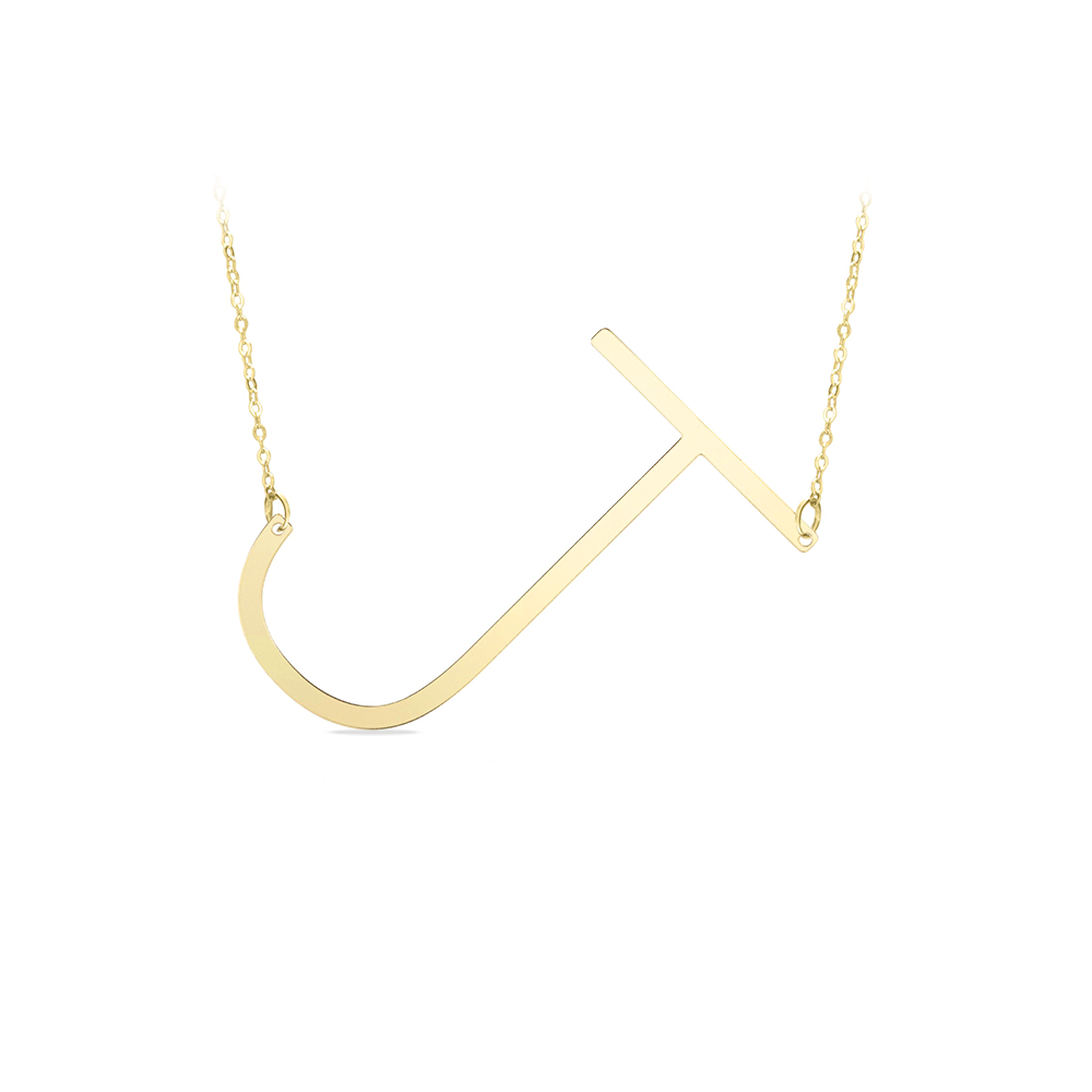 Large Gold Initial Necklace J