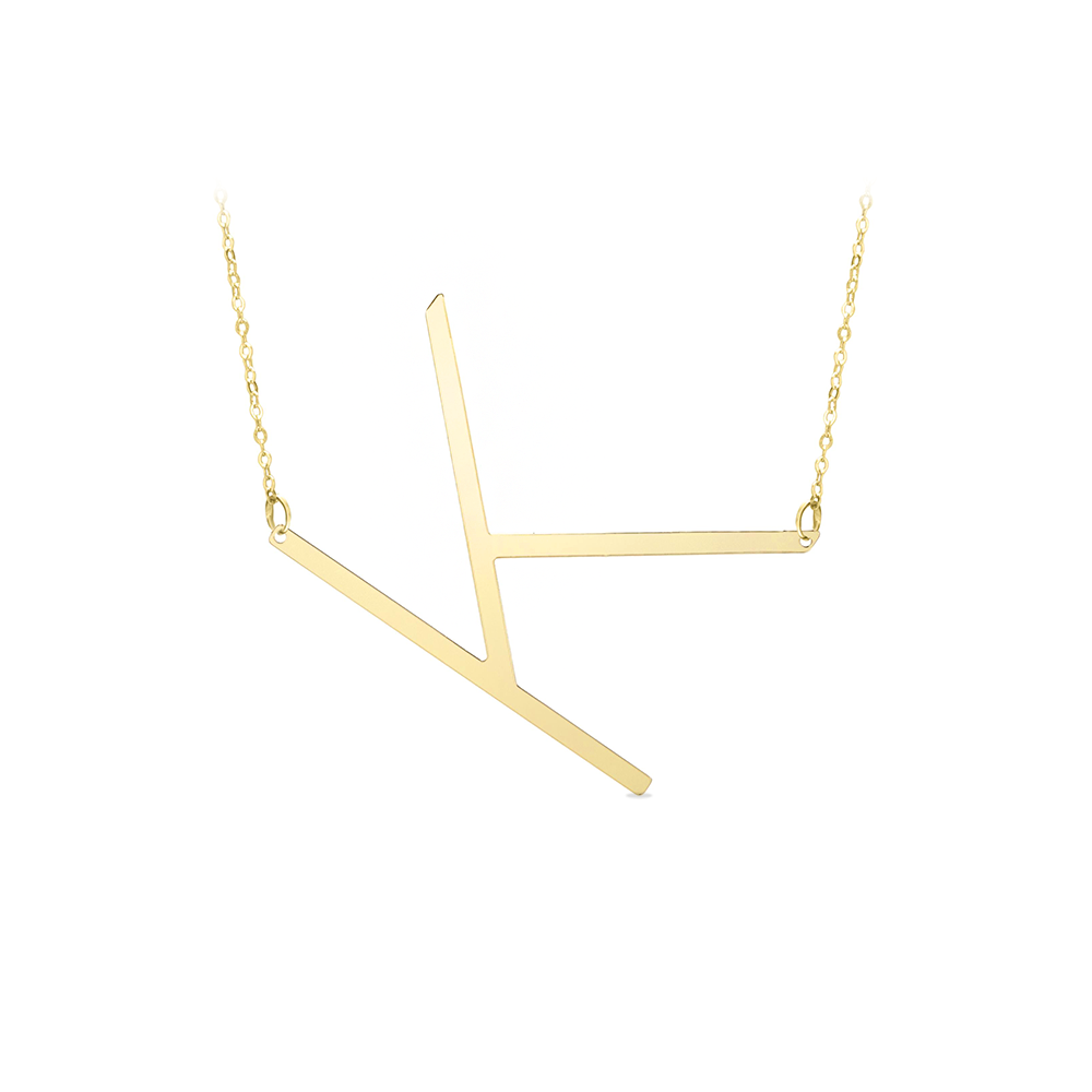 Large Gold Initial Necklace K