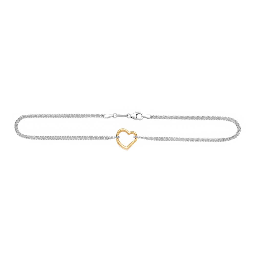 Gold & Silver Heart Anklet