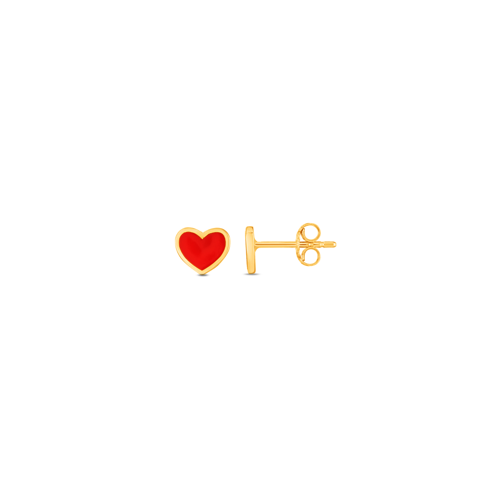 Gold & Red Enamel Heart Earrings