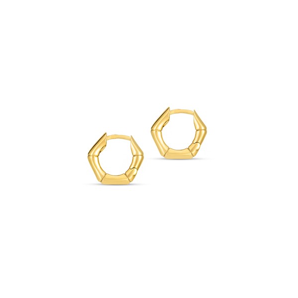 Gold Bamboo Huggie Hoop Earrings