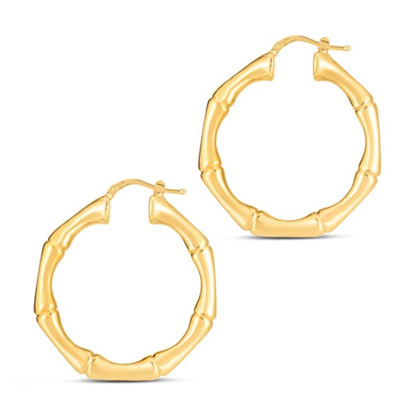 38mm Gold Bamboo Hoop Earrings